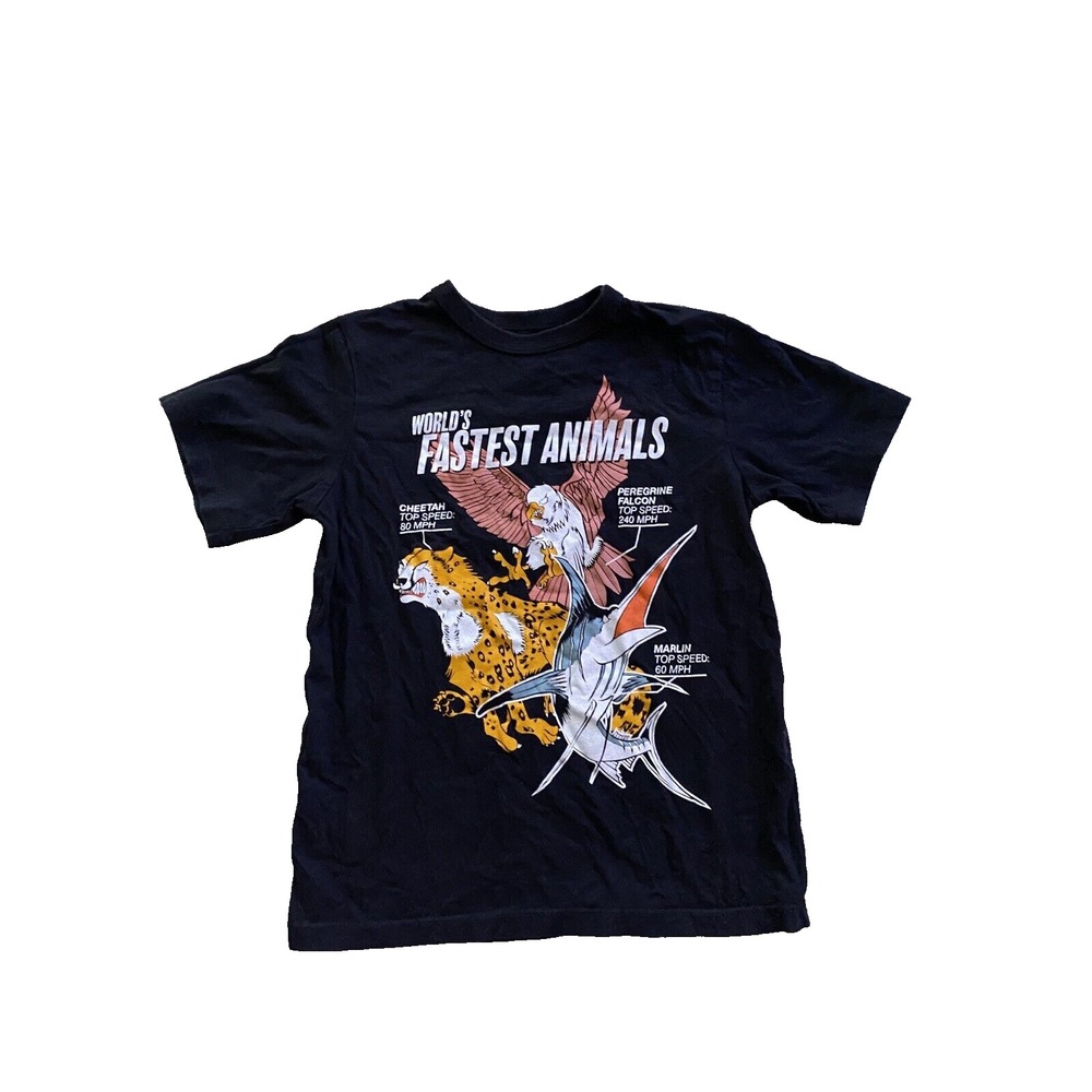 Children's Place Boys 5/6 Black World's Fastest Animals Graphic T‑Shirt
